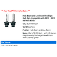 thumbnail image 2 of High Beam and Low Beam Headlight Bulb Set - Compatible with 2012 - 2013 INFINITI M35h, 2 of 2
