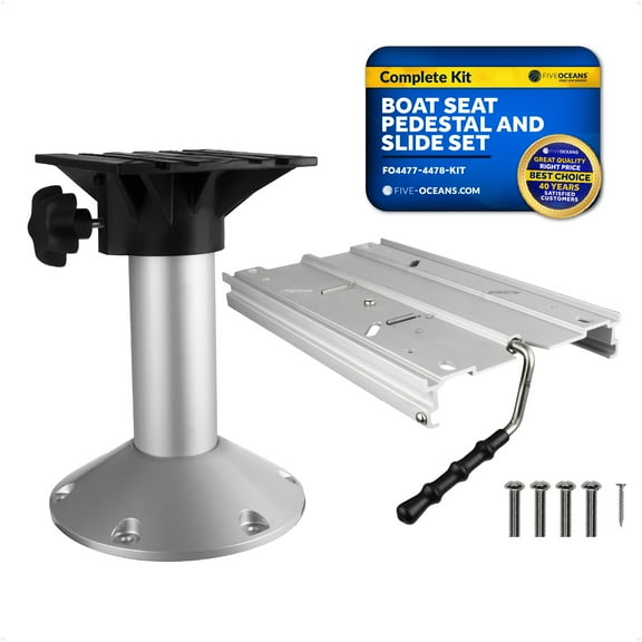 Boat Seat Pedestal and Slide Set, 12" Fixed Height & Locking Slide Mechanism
