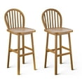 thumbnail image 1 of Gymax Set of 2 Bar Stools Spindle-Back Bar Height Rubber Wood Kitchen Chairs Natural, 1 of 10