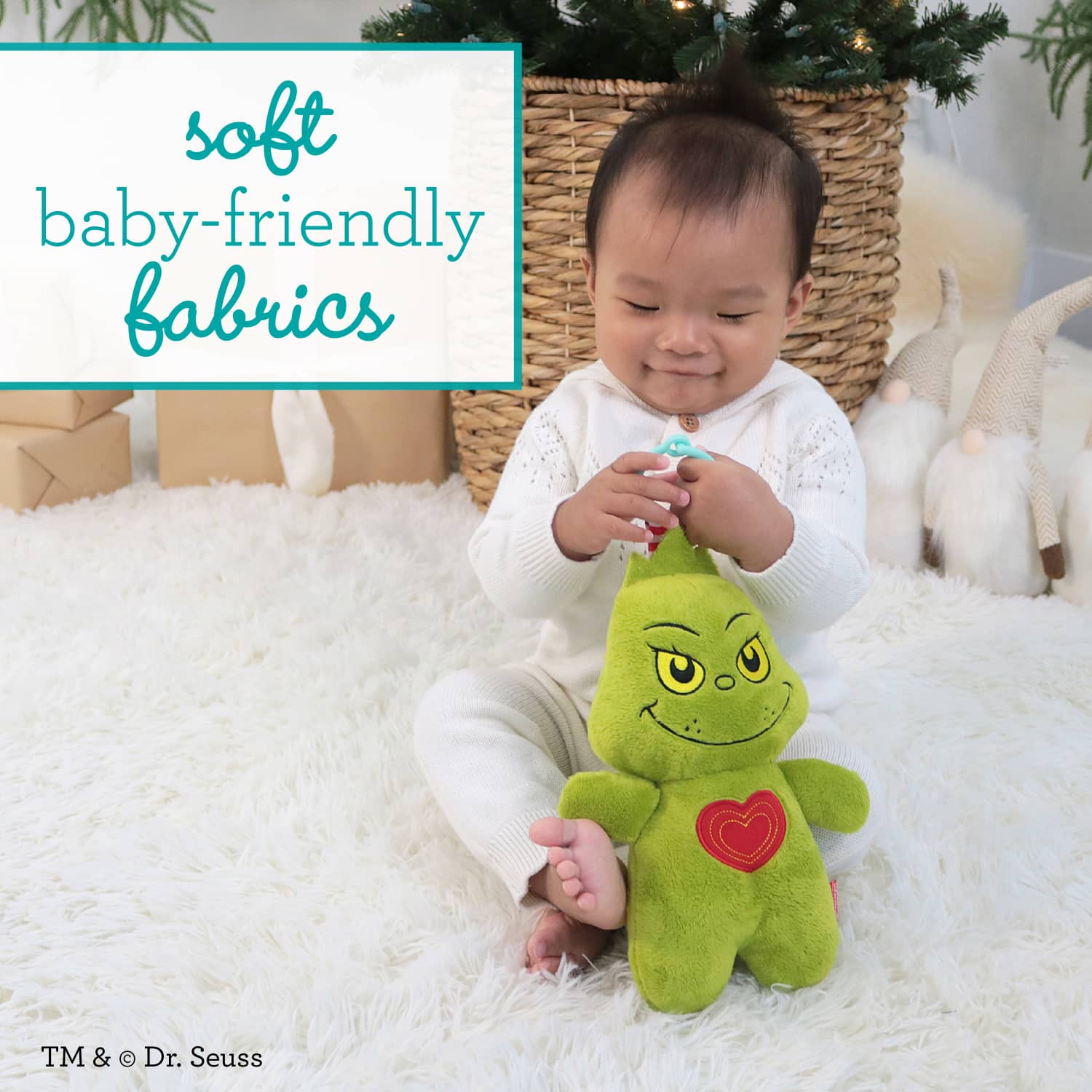 Infantino Musical Light-up Pal - The Grinch, 9.4-inch Holiday Light-Up Plush with Sounds and Melodies