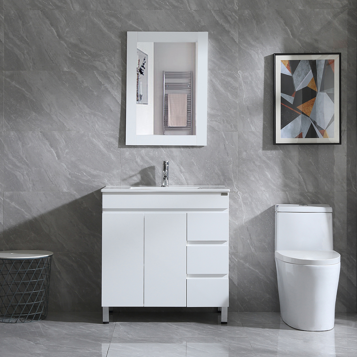 Buy Walcut 32 White Modern Ceramic Vessel Sink Wood Bathroom