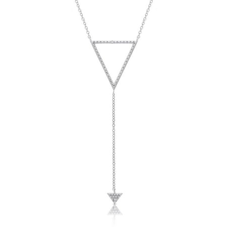 Diamond Triangle Necklace - Finesque Sterling Silver Diamond Accent Triangle and Arrow Necklace