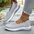 thumbnail image 2 of Women's Woven Orthopedic Breathable Shoes Comfortable Walking Sneakers with Arch Support Walking Slip on Tenis Shoes Gray Size 9.5, 2 of 5