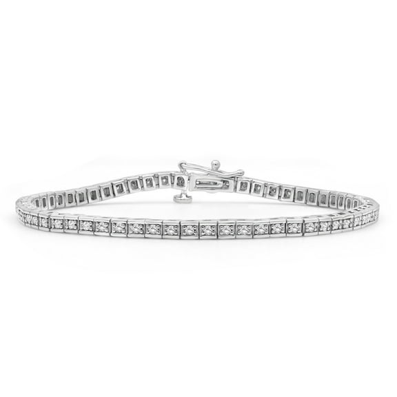 JEWELEXCESS Diamond Tennis Bracelets for Women – 1 Carat White Diamond Sterling Silver Bracelet – Hypoallergenic Diamond Tennis Bracelet Silver – Tennis Bracelets for Women Sterling Silver Bracelets