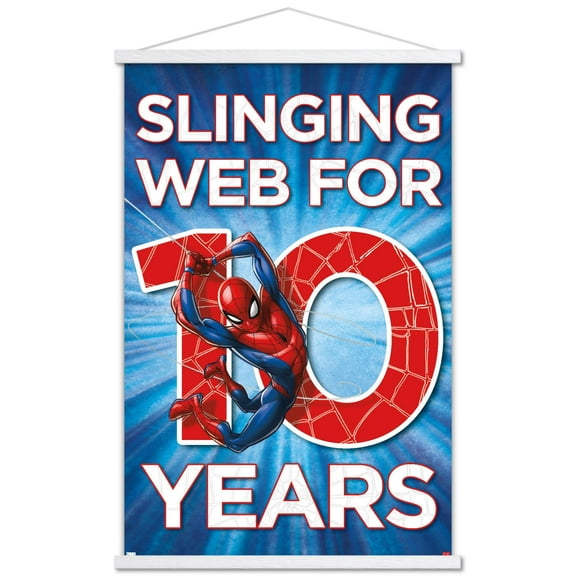 Marvel Spider-Man - Happy 10th Birthday Wall Poster with Wooden Magnetic Frame, 22.375" x 34"