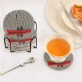 thumbnail image 3 of Yayeee 6 PCS Drink Coasters with Holder Set Woven Absorbent Round Tabletop Hot Pad, Red Boat, 3 of 7