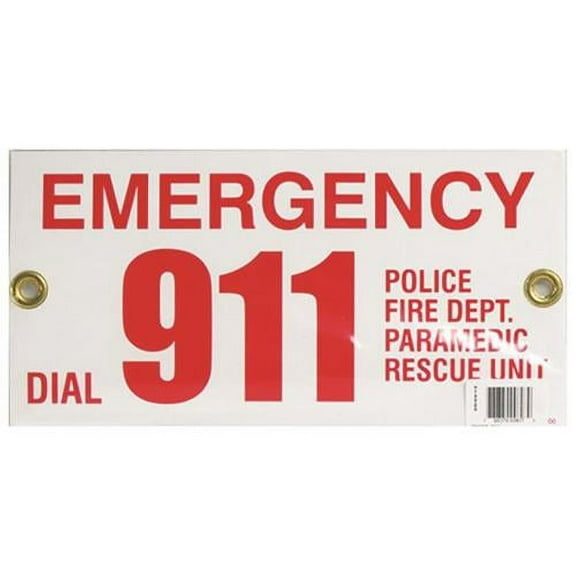 Pentair R231700 Rainbow 12" x 6" Emergency Phone # 911 Sign