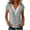 Grey, variant on LckLvx Women's Cotton Linen Shirts Lace Trim V Neck Short Sleeve Trendy Summer Going Out Tops