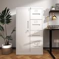 thumbnail image 4 of S-HOME Modern Metal Vertical Filing Cabinet with 4 Drawers, Locking System and Storage for Home and Office Storage, White, 4 of 16