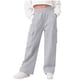 thumbnail image 1 of Pantalones largos para niñas y niños, de color liso, de pana, con cintura elástica, holgados, con cordón y bolsillos, informales, de poliéster., 1 of 7