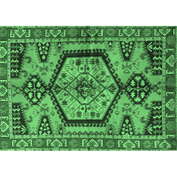 Ahgly Company Indoor Rectangle Persian Emerald Green Traditional Area Rugs, 2' x 4'