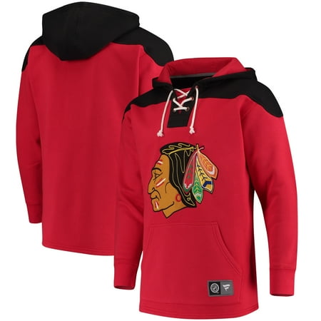 Chicago Blackhawks Fanatics Branded Breakaway Lace Up Hoodie - Red/Black