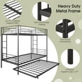 thumbnail image 5 of Kids Bunk Bed with Trundle, UHOMEPRO Safe and Space-Saving Sleep Solution for Growing Families, Twin Over Twin Metal Bunk Bed, Sturdy Guardrails, No Box Spring Needed, CPC Certification, Black, 5 of 14