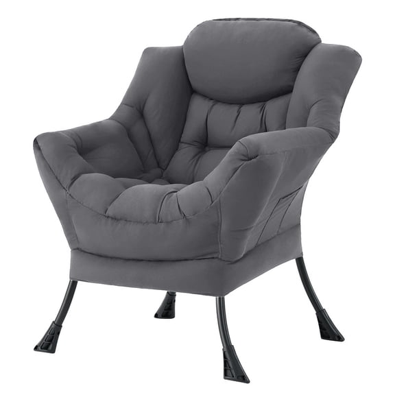 DreamNook Accent Lazy Chair, Modern Comfy Reading Chair, Upholstered Lounge Sofa Chair with Armrests & Side Pocket for Living Room, Bedroom & Balcony
