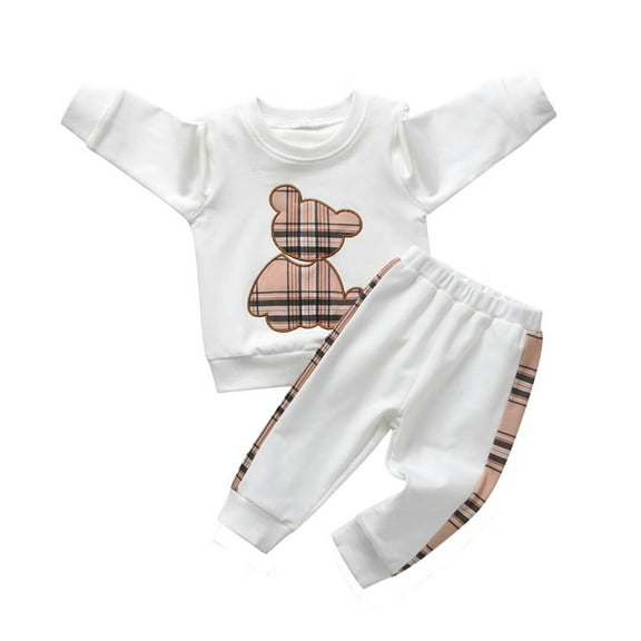 Baby Boy Clothes Animal Style Long Sleeve Tops and Long Pants Set Fall Sweatsuits Outfits White 0-3 Months