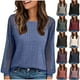 thumbnail image 1 of Tops formales,Blusa de encaje con patchwork para mujer, manga larga, cuello redondo, tejido de poliéster, estilo bohemio, uso diario informal, sopatenor, 1 of 8