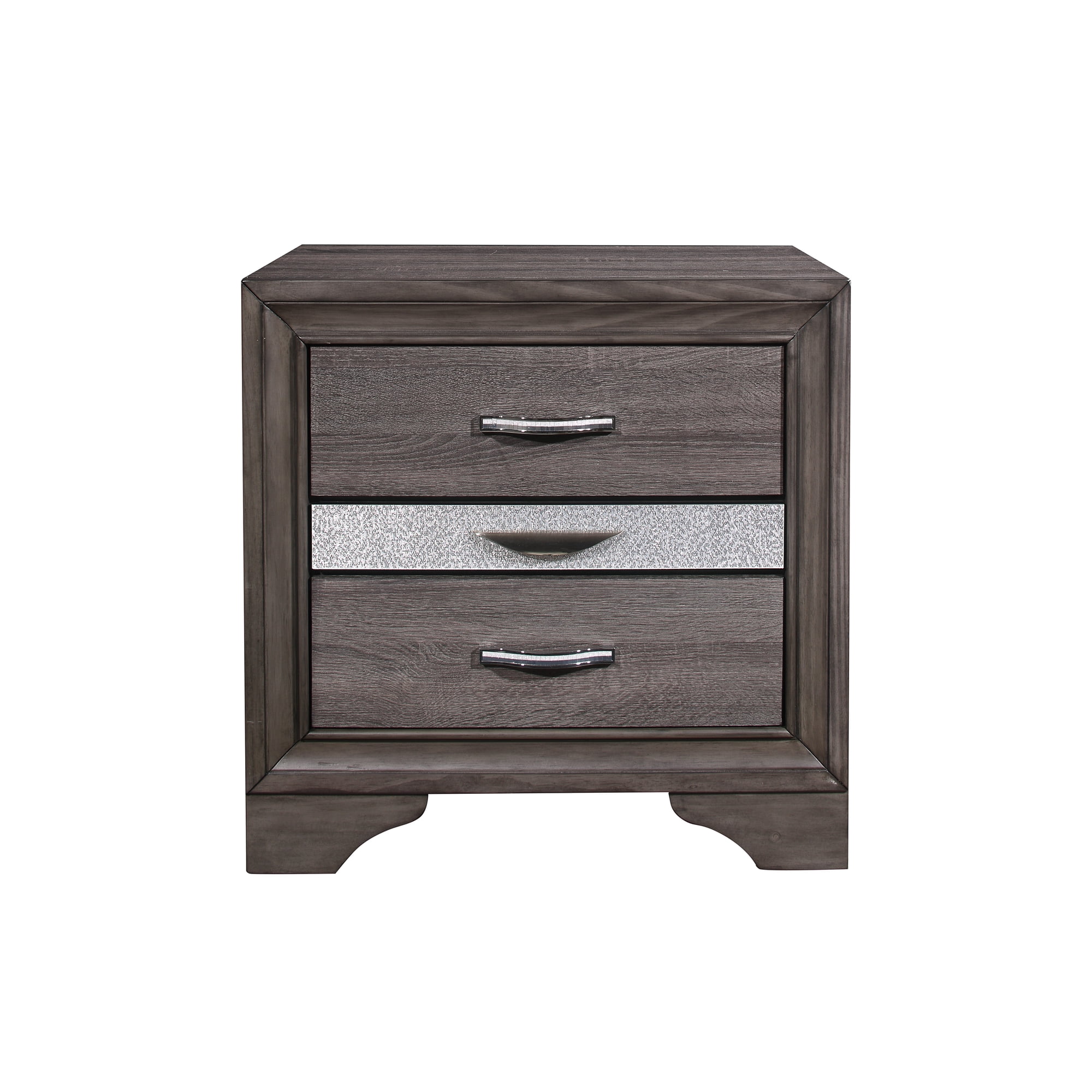 Nightstand Modern Gray Bedside Table with 3 Spacious Drawers and Specialized Jewelry Drawer Solid Wood and MDF Construction with Dovetail Joints for Bedroom Storage Square Shape