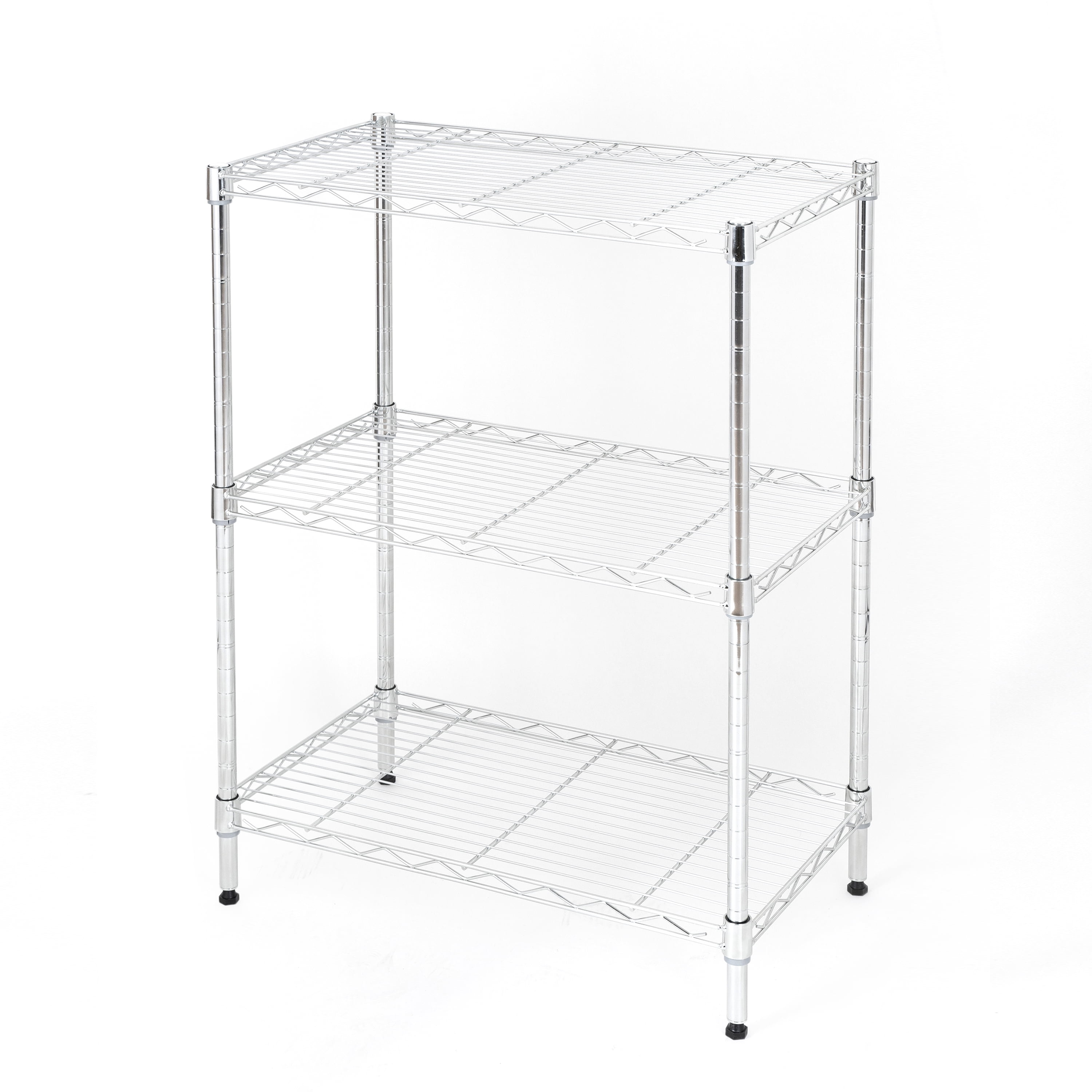 Hyper Tough Steel 3-Tier Storage Shelf Unit 30.60"H x 13.40"W x 23.20"D, 750lb Total Capacity, Chrome