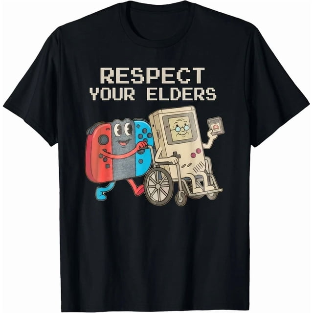 Respect Your Elders Retro Gaming Controller Humorous Hobbyist Top Tee,for unisex up to 3XL
