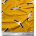 thumbnail image 1 of Soimoi Gold Rayon Crepe Fabric Flying Stork Bird Decor Fabric Printed Yard 46 Inch Wide, 1 of 3