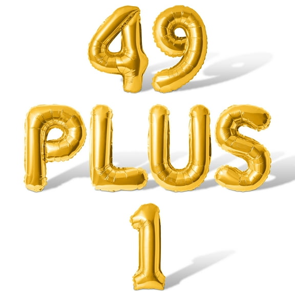 Letter Balloons - 49 PLUS 1 16" Inch Alphabet Letters Foil Mylar Balloon 50th Birthday Party Banner (Gold)