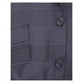 thumbnail image 2 of Napoli Mens Blue Plaid Half Canvassed Wool Slim Fit Suit With Peak Lapels, 2 of 5