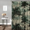 thumbnail image 2 of Awypu Bathroom Decoration Waterproof Shower Curtain Indigo Hill Forest Pine Trees Nature Woodland Mountain Print White, 2 of 7