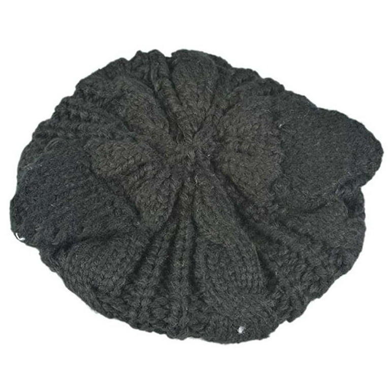 vbnergoie 1PC 's Women's Acrylic Cat Ears Knit Black Beanie Hat