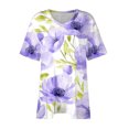 thumbnail image 4 of Pisexur Hauts pour Femmes, Hauts d'Été pour Femmes, Hauts Grande Taille pour Femmes, Hauts pour Dames Mode Été Sexy Imprimé Manches Courtes Col Rond Multicolore, 4TG, 4 of 7