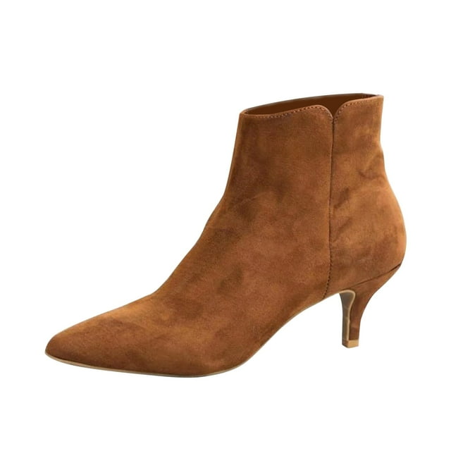 XZNGL Women Shoes Leopard Snake Print Ankle Boots Fine Heels Mid Heel Pointed Side Zip