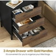 thumbnail image 3 of Tribesigns 3 Drawers Night Stands for Bedrooms, Light Wood Grain Nightstands, Bedside End Tables Storage for Living Room, Black & Dark Brown, 3 of 4