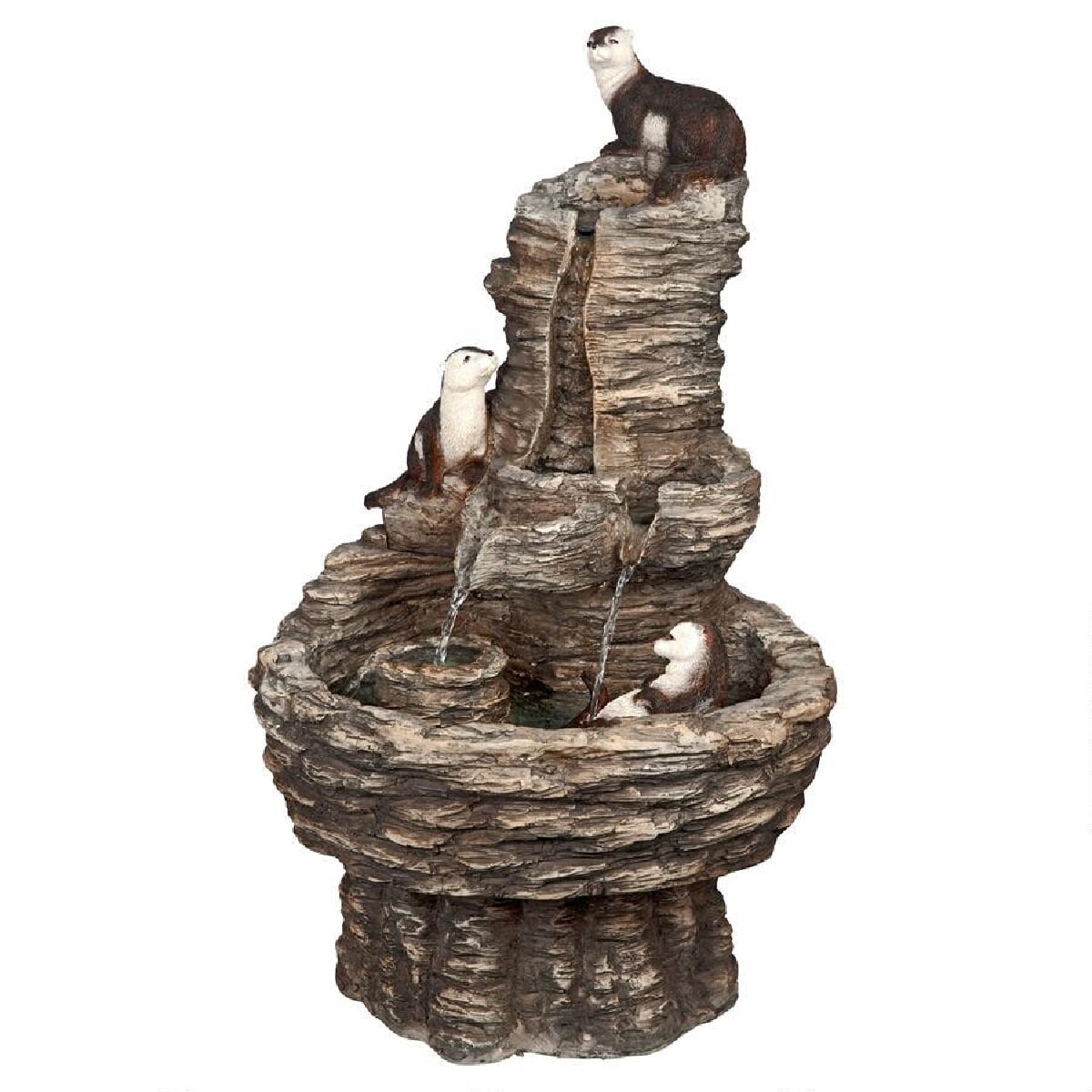 Outdoor Living and Style Tres Amigos Playful Otter Cascading Garden Fountain - 28"