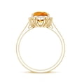 thumbnail image 2 of Pear Shaped Lab Grown Orange Sapphire Cocktail Ring with Diamond Halo - AAAA Grade, 18K Yellow Gold, US 7.50, 2 of 8