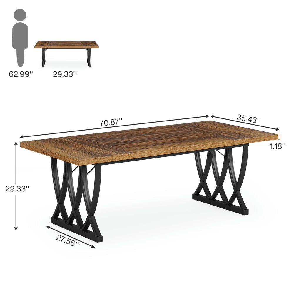 Resenkos Study Writing Desk, Computer Desk,70.8" Executive Desk, Retro Office Desk Computer Desk,Brown & Black