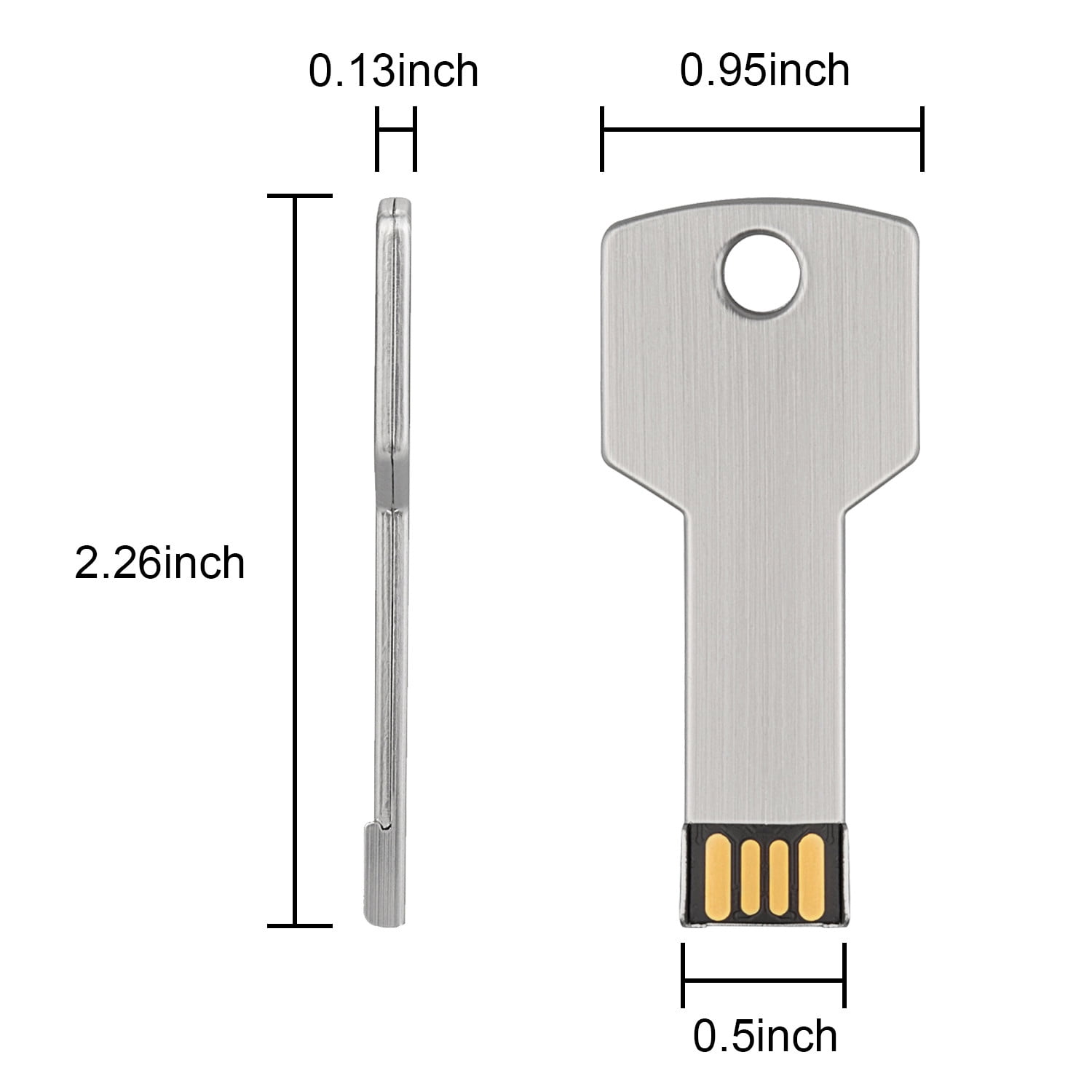 2Pack 64GB USB 2.0 Flash Drive for Key TOPESEL Metal Key Shape Thumb Drive Pen Drive Storage Silver