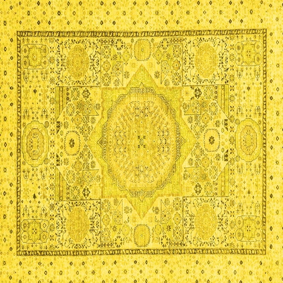 Ahgly Company Indoor Square Abstract Yellow Modern Area Rugs, 5' Square
