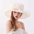 thumbnail image 6 of Travelwant Church Dress Hat for Women Yellow Fascinator Bridal Tea Party Wedding Hat Wide Brim, 6 of 7
