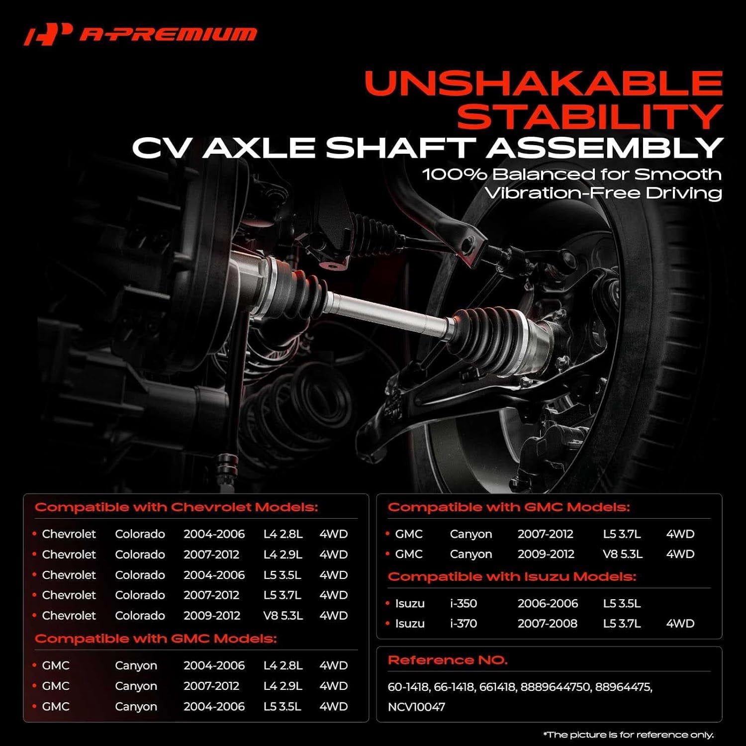 A-Premium CV Axle Shaft Assembly Compatible with Chevrolet Colorado GMC Canyon 2004-2012 Isuzu i-350 2006 i-370 2007-2008 Front Left or Right