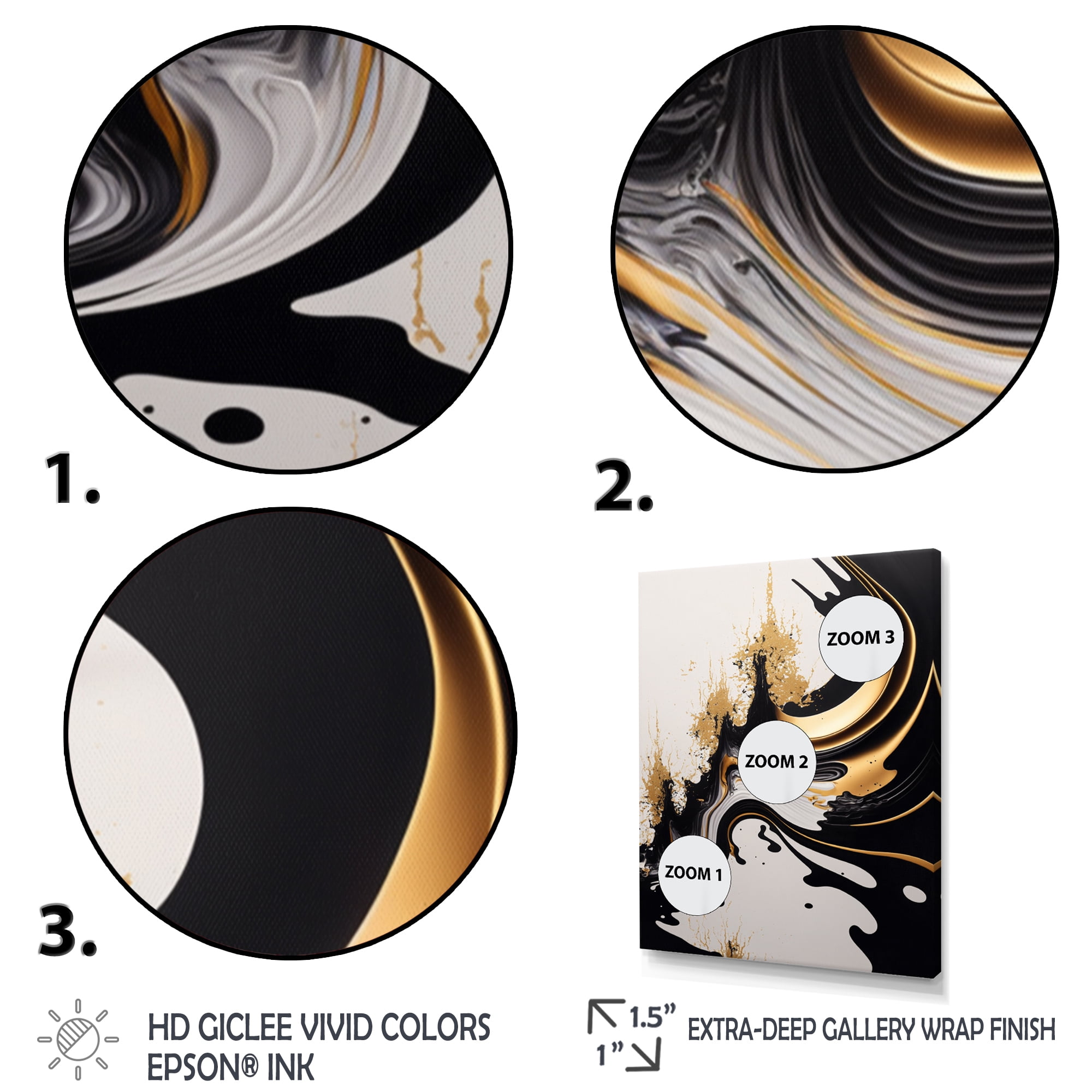 Designart Black And Gold Wave Canvas Wall Art