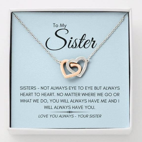Personalized To My Sister Necklace, Birthday Gift For Sister From Sister, Sister Jewelry, Sister Birthday Gift, Interlocking Hearts, Sister Necklace,