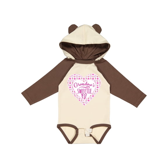 Inktastic Grandma's Sweetie Pie with Pink Hearts Boys or Girls Long Sleeve Baby Bodysuit