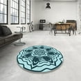 thumbnail image 4 of Ahgly Company Machine Washable Indoor Rectangle Transitional Teal Green Area Rugs, 3' x 5', 4 of 7