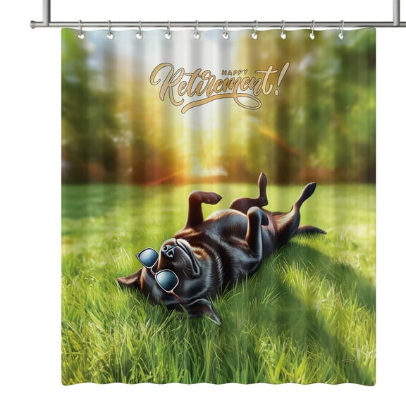 Happy Retirement with Labrador Retriever Enjoy Life Rest Time Shower Curtain Lab Dog Lover Gifts Waterproof Bathroom Bathtub Curtain - 02027