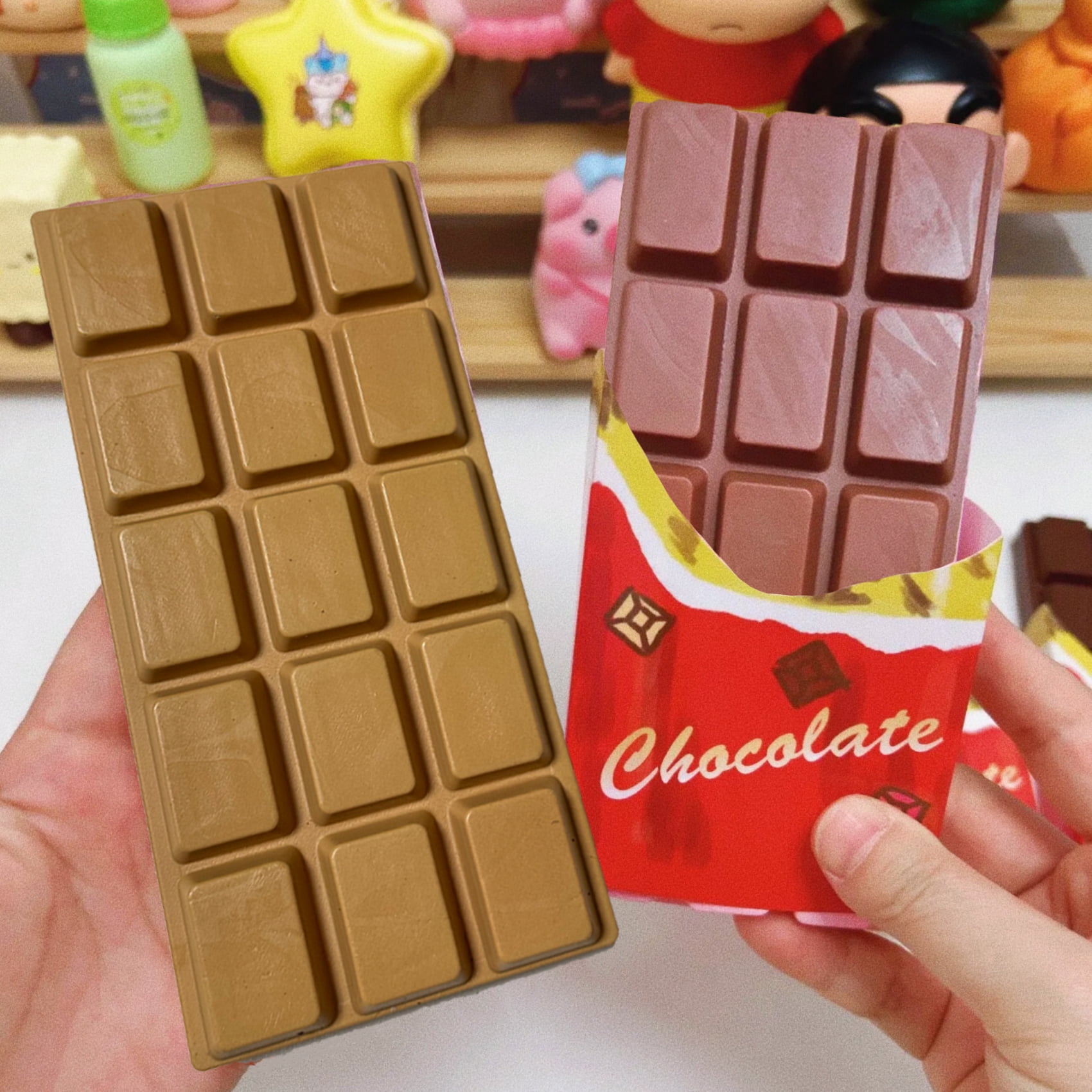 Chocolate Bar Slow Rising Squishy Toy, Moist Soft Fidget Toys for Anti Stress & ASMR Sensory, Gift for Kids & Adults