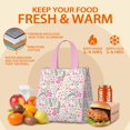 thumbnail image 5 of Pioneer Flower Floral Print Pattern Insulated Lunch Bag for Women & Adults,Large Portable Soft Cooler Lunch Bag,Thermal Food Storage Tote with Pearl Cotton,8.66L,8.75x5.75x9.5 Inch, 5 of 6