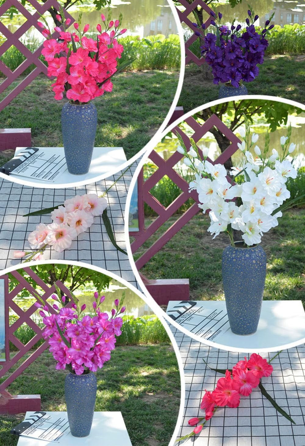 Gladiolus Artificial Flowers Purple Gladiolus Flowers 3.3in Silk Gladiolus Flowers with Stems Artificial Gladiolus Flowers for Home Wedding Office Decoration(Purple)