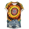 thumbnail image 4 of VBTAPA Womens Tie Dye T-shirt Short Sleeve Novelty Graphic Tees Trendy Summer Going Out Blouse Tops Daily Sales Multicolor L, 4 of 5