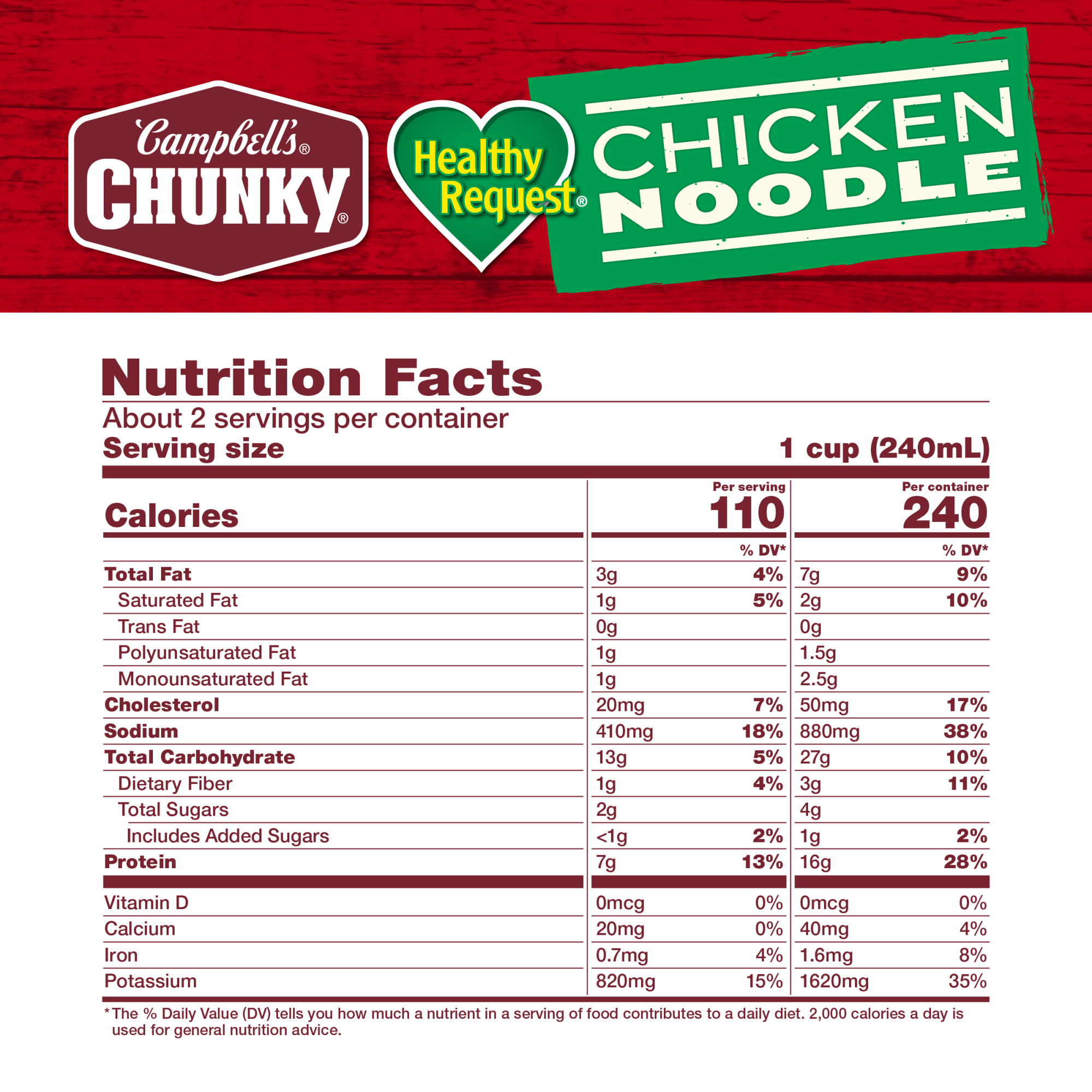 Campbell's Chunky Healthy Request Chicken Noodle Soup, 18.6 oz Can