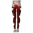 thumbnail image 4 of MKLEKYY Leggings deportivos para mujer Leggings para entrenamiento para mujer Leggings con estampado navideño de bloques de color Leggings suaves y elásticos 304, 4 of 4