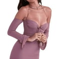 thumbnail image 3 of Femmes Élégantes hors Épaule Midi Robe Y2k Bodycon Longue Robe Cocktail Partie Robe d'Été, 3 of 6